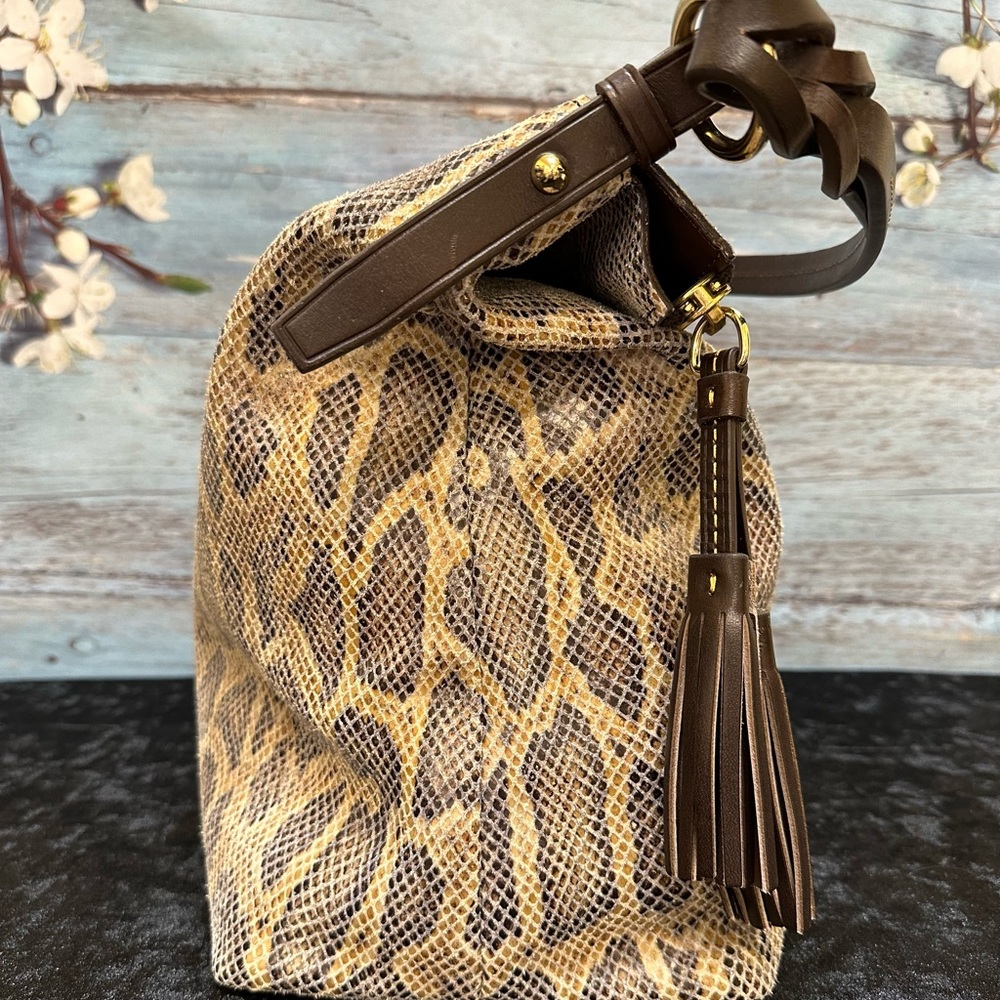 Dooney & Bourke Sloan Hobo Python Snakeskin Embossed Leather Large Handbag - Picture 3 of 16